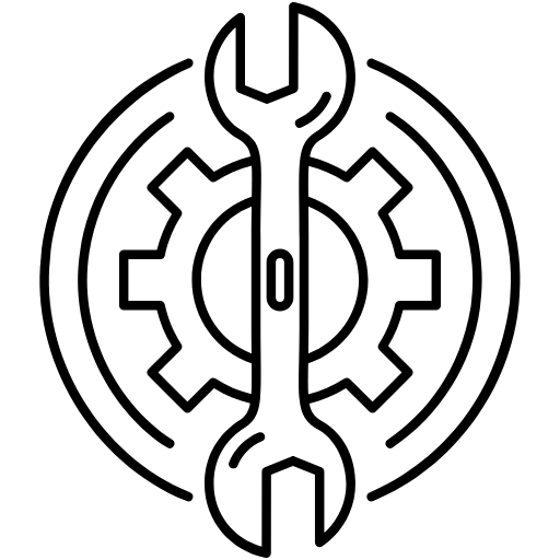 Black Outline of a Service and Repair Icon Symbol